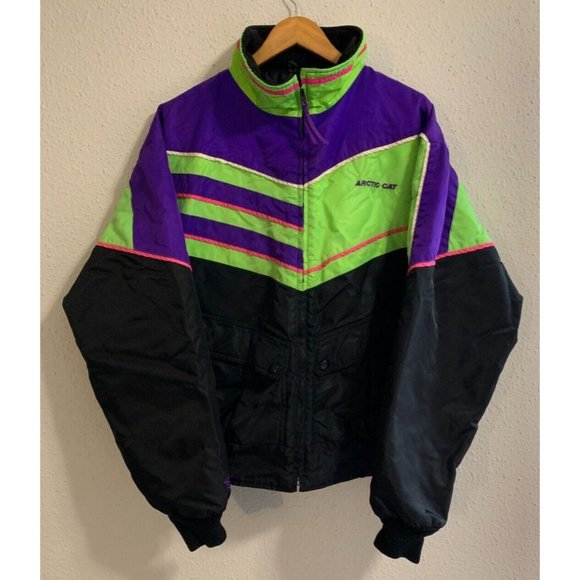 Arctic Cat Jackets & Coats Vintage Arctic Cat Mens Xl Jacket Neon Colorblock Coat Snowmobile